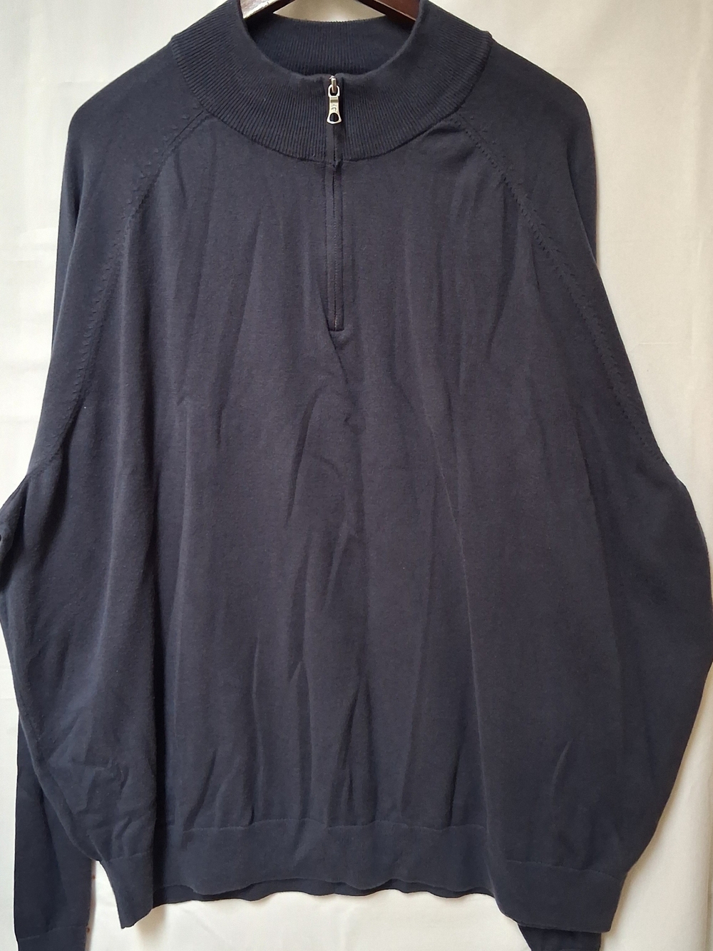 Brooks Brothers Navy Zip Mock-Neck Sweater XXL